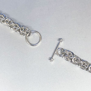 Seaxwolf unique thin 18 gauge handcrafted sterling silver Byzantine bracelet