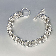 Seaxwolf handcrafted chunky sterling silver Byzantine necklace with designer clasp for men and women.