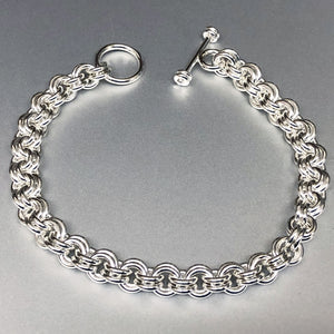 Seaxwolf handcrafted 16 gauge sterling silver double link chain with designer clasp for men and women.