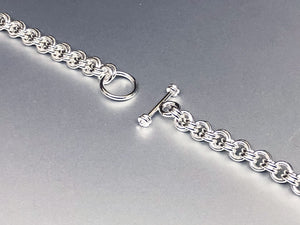 Seaxwolf handmade bold sterling silver double link chain bracelet with matching clasp for men and women.