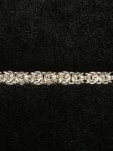 Closeup of design - Seaxwolf quality Byzantine 2 chain bracelet for men and women in solid 925 sterling silver from handmade links and handcrafted toggle clasp.