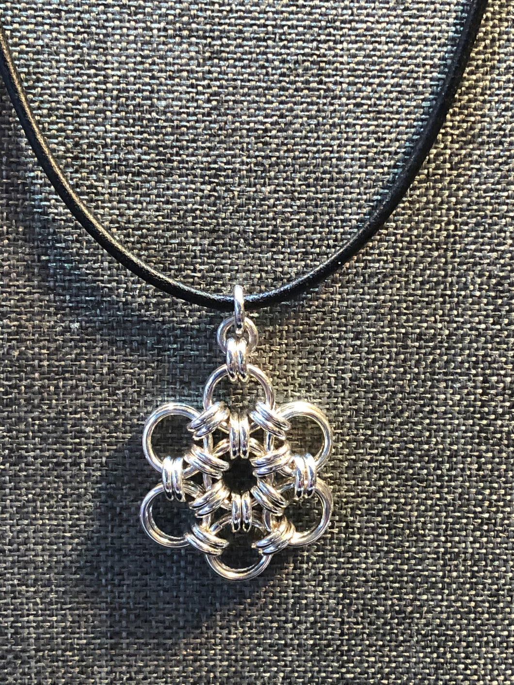 Sterling Silver Snowflake (Bold 16 Gauge) and Black Leather Cord