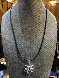 Sterling Silver Snowflake (Bold 16 Gauge) and Black Leather Cord