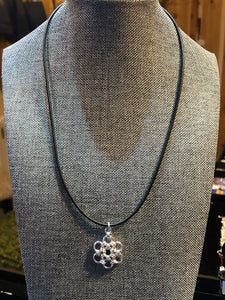 Sterling Silver Snowflake (Fine 18 Gauge) and Black Leather Cord