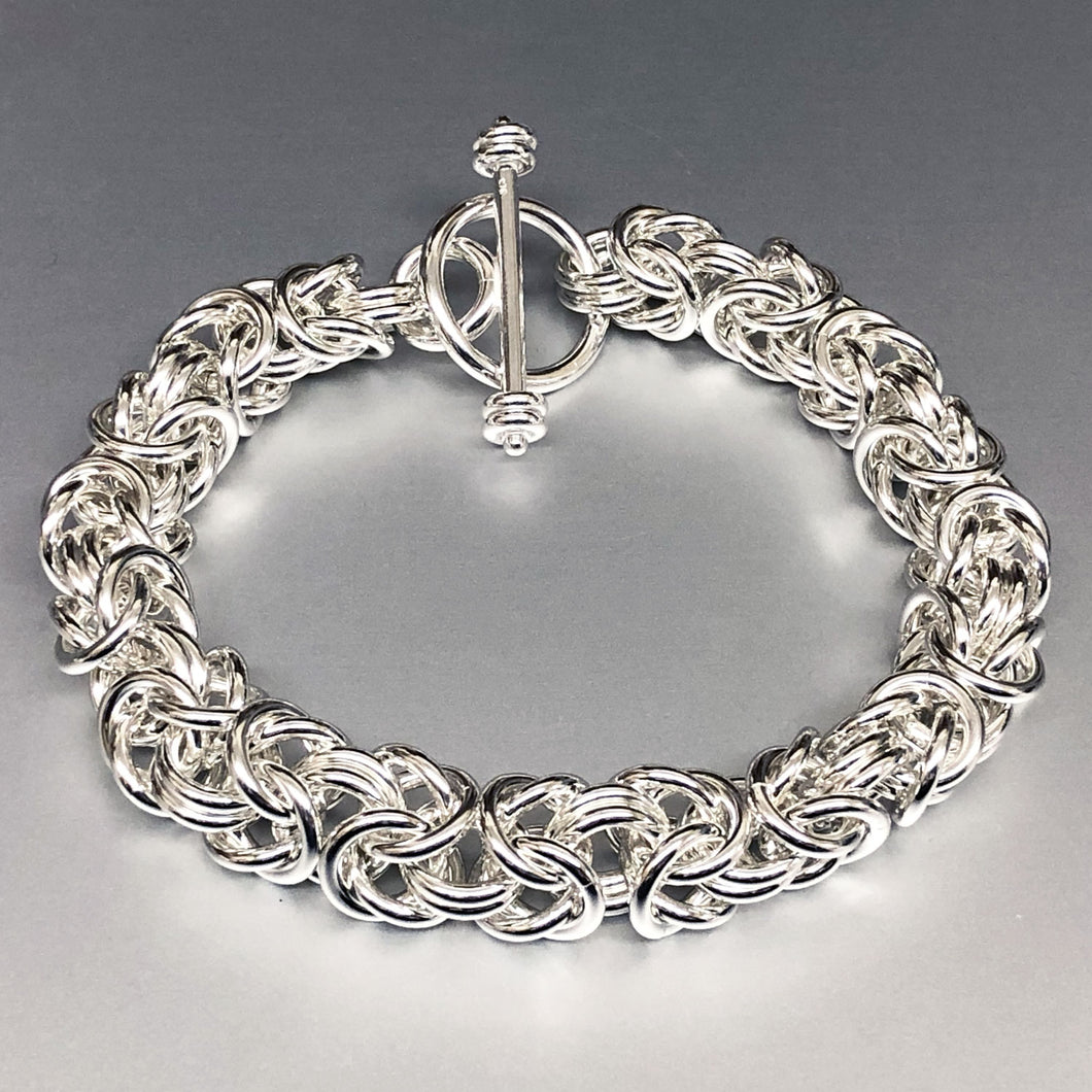 Seaxwolf Jewelry Designs  Solid Sterling Silver Byzantine II Chain Necklace