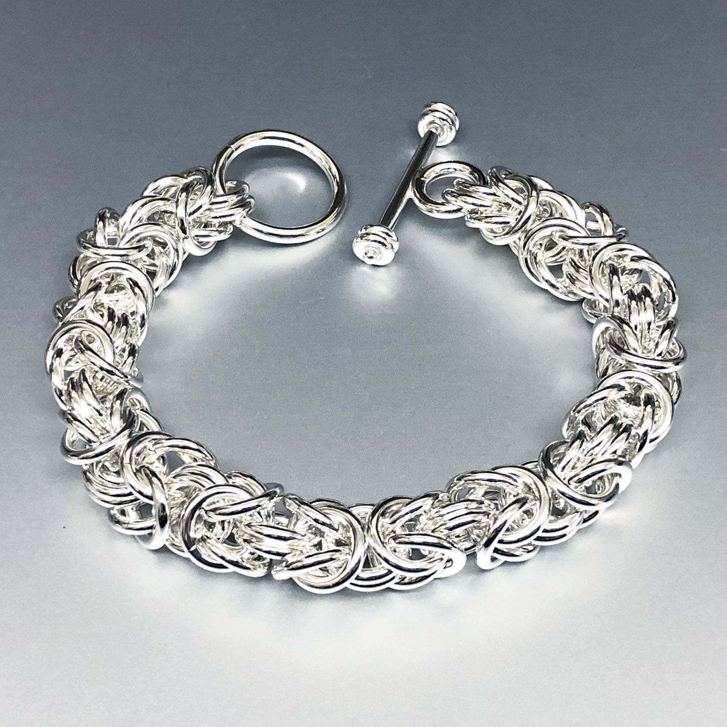 Men's Silver Byzantine Bracelet: 8