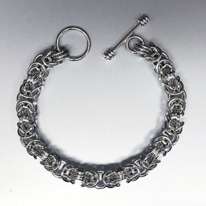 Seaxwolf handmade chunky sterling silver Byzantine III chain with designer clasp for men and women.