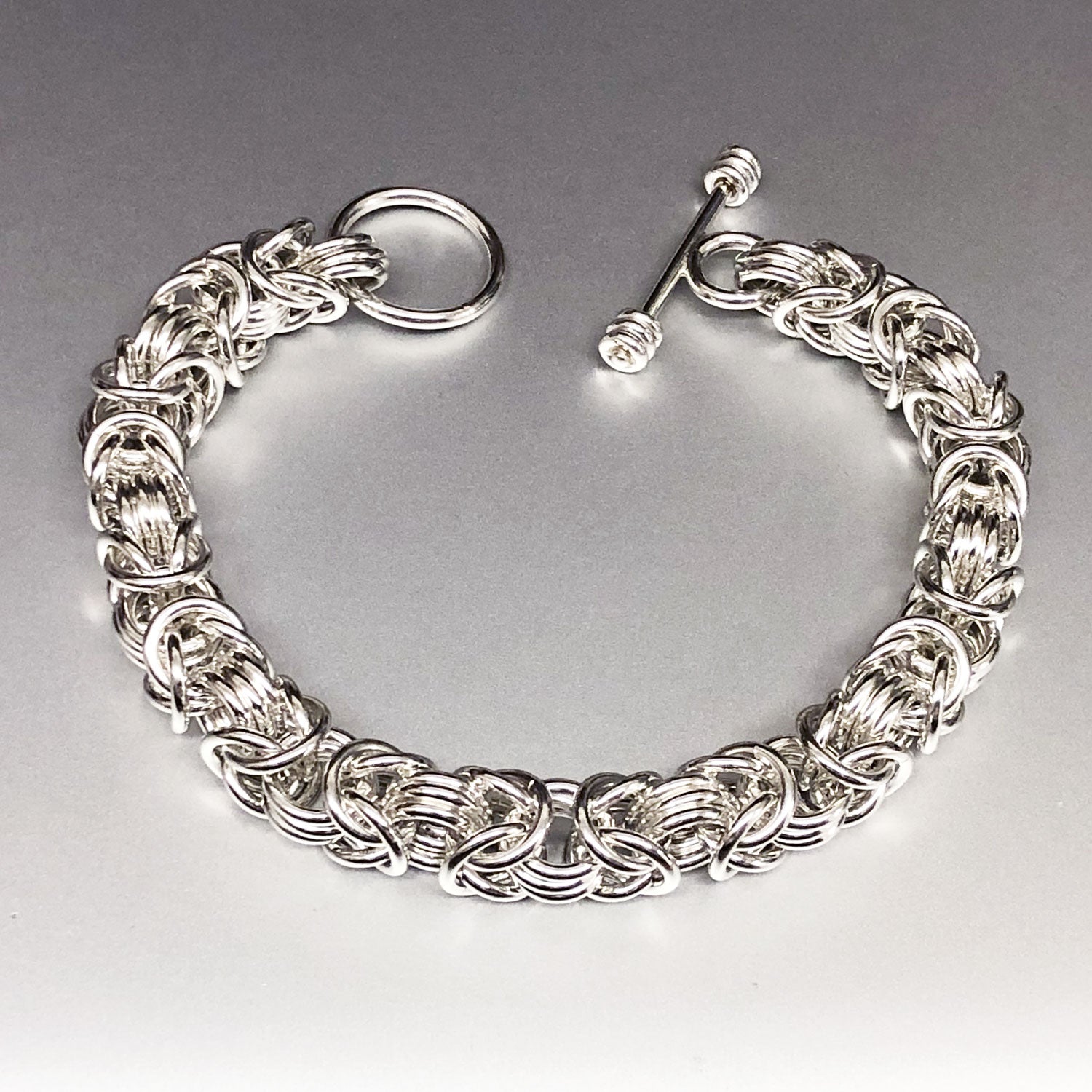 Men's & Women's Chunky Byzantine Chain Bracelet – Stainless Steel, Silver, 21cm