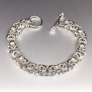 Seaxwolf handcrafted 925 sterling silver Byzantine III (3) bracelet with designer clasp for men and women.