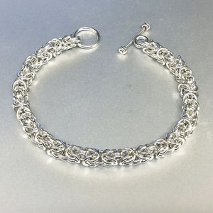 Seaxwolf fine 18 gauge handcrafted sterling silver Byzantine chain mail bracelet