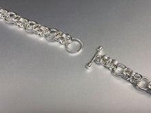 Seaxwolf Collette is a unique Byzantine III variation Solid Sterling Silver Chain Mail Bracelet.