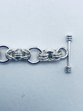 Closeup of Toggle on Byzantine Collette Sterling Silver Chain Bracelet, Fine Jewelry Handmade by seaXwolf