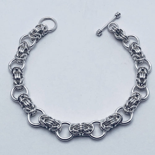 Byzantine Collette Solid Sterling Silver Chain Mail Bracelet Handmade by seaXwolf