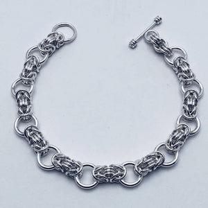 Byzantine Collette Solid Sterling Silver Chain Mail Bracelet Handmade by seaXwolf