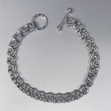 Seaxwolf handcrafted solid sterling silver double link bracelet with designer clasp.