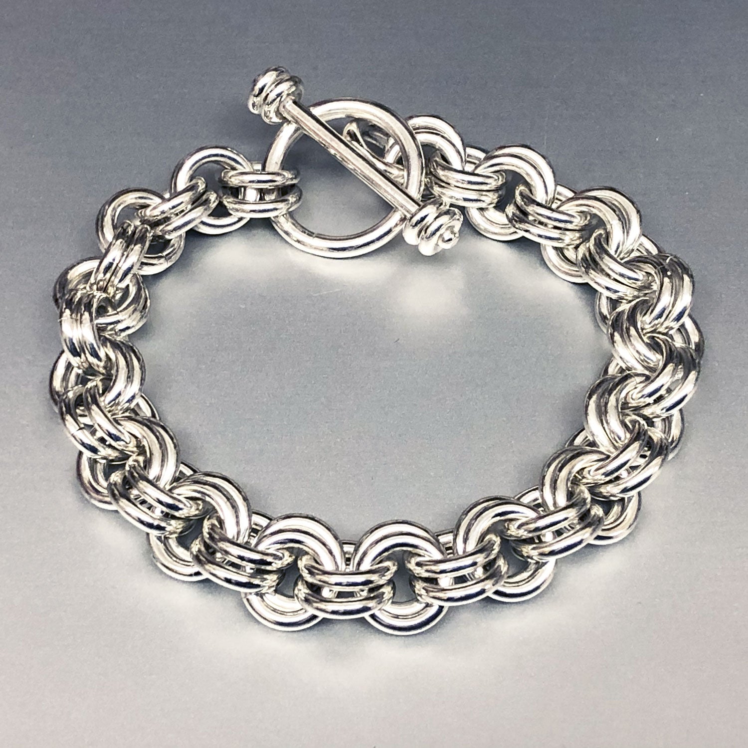 Men's Heavy Silver Chain Detail Bracelet