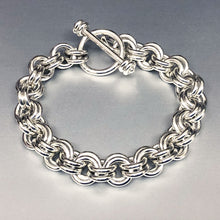 Seaxwolf clasped handcrafted extra chunky sterling silver 12 gauge double link bracelet with designer clasp for men and women.