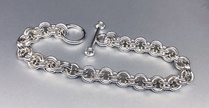 Seaxwolf handcrafted thick 925 sterling silver double link 14 gauge bracelet for men and women.
