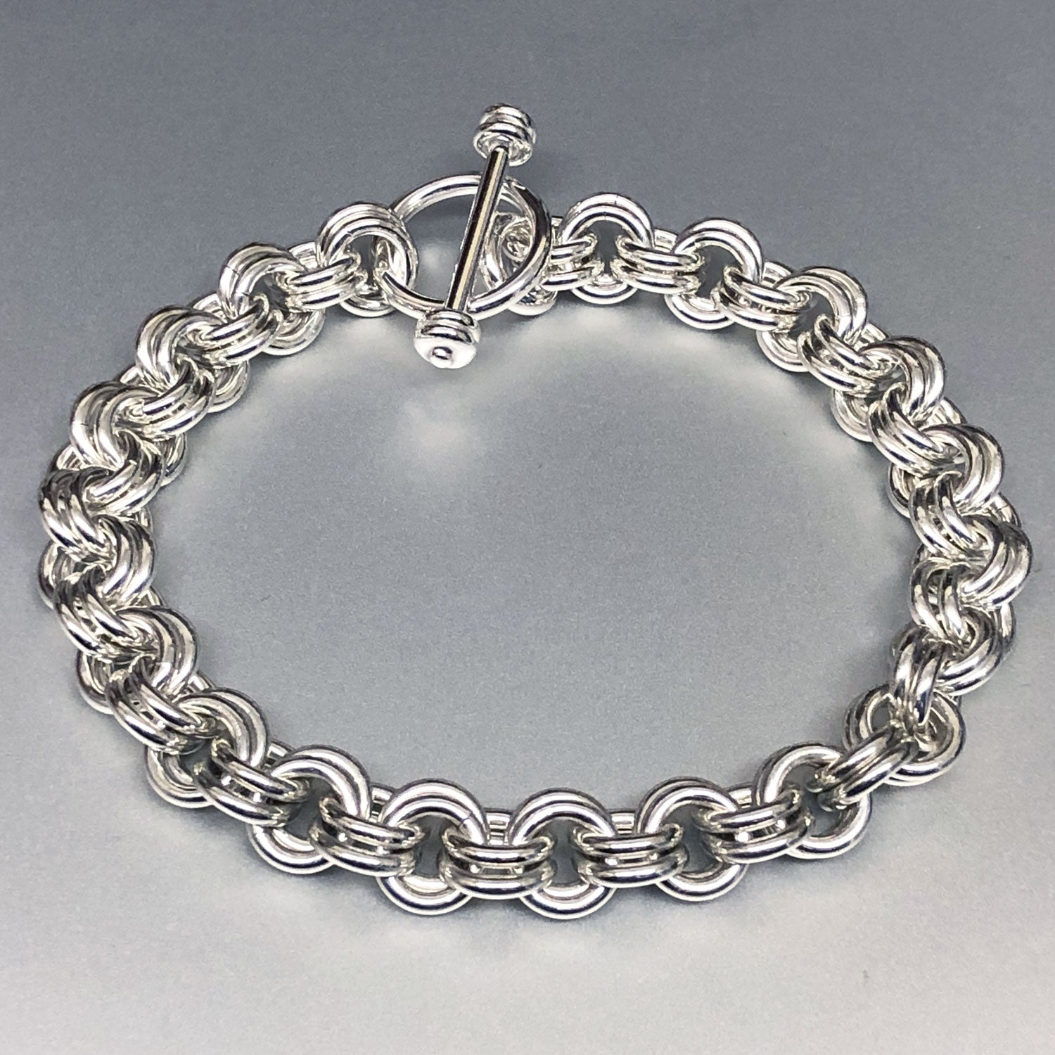 Knife Edge Oval Link Chain Bracelet with Four Alternating Double-Sided -  Lizzie Mandler