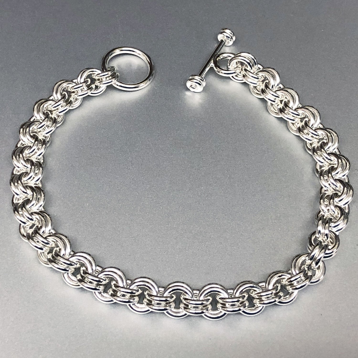 Seaxwolf Jewelry Designs  Sterling Silver Bold Double Link Chain Bracelet