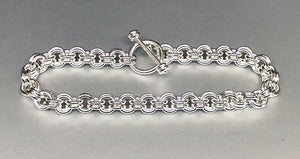 Seaxwolf bold handmade 925 sterling silver double link bracelet with designer clasp for men and women.