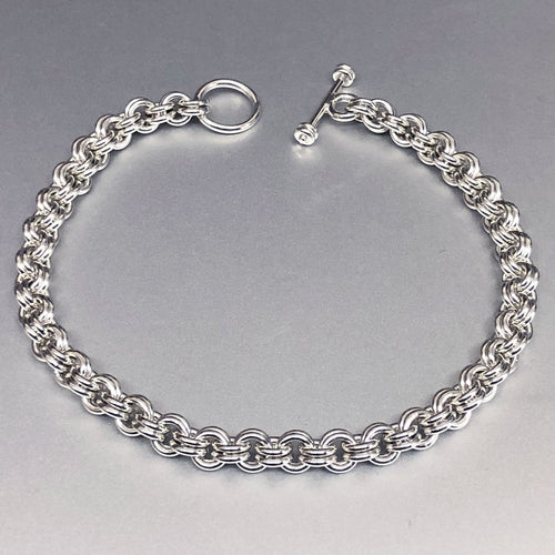 Seaxwolf handcrafted sterling silver double link fine chain for men and women.