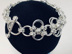 Sterling Silver HexaFleur Diamonds Bracelet - Bold 16 Gauge