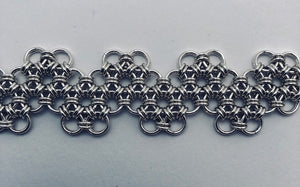 seaXwolf handmade fine jewelry signature HexaFleur Undulating, solid sterling silver chain mail bracelet based on sacred geometry of the hexagon flower and snake chain.