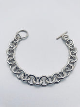 Seaxwolf chunky 13 gauge single link chain bracelet for men and women in solid 925 sterling silver from handmade links and handcrafted toggle clasp.