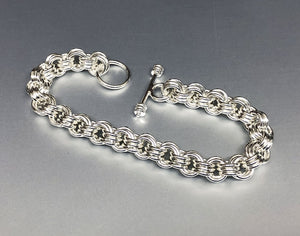 Sterling Silver Triple Link Bracelet - Bold 16 Gauge