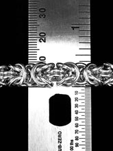 Closeup for sizing - Seaxwolf chunky Byzantine 2 chain necklace for men and women in solid 925 sterling silver from handmade links and handcrafted toggle clasp.