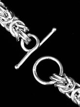 Closeup of clasp - Seaxwolf chunky Byzantine 2 chain necklace for men and women in solid 925 sterling silver from handmade links and handcrafted toggle clasp.