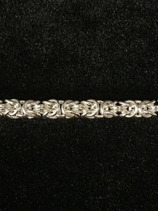 Closeup of design - Seaxwolf quality Byzantine 2 chain bracelet for men and women in solid 925 sterling silver from handmade links and handcrafted toggle clasp.