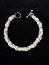 Seaxwolf quality Byzantine 2 chain bracelet for men and women in solid 925 sterling silver from handmade links and handcrafted toggle clasp.