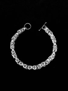 Closeup of design - Sterling Silver fine Byzantine 3 bracelet by Seaxwolf Handmade Fine Jewelry