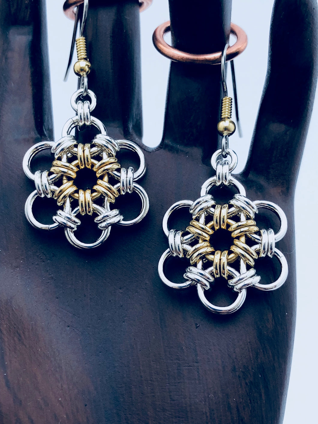 Sterling Silver HexaFleur Daisy Earrings - Fine 18 Gauge