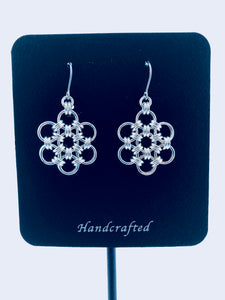 Sterling Silver HexaFleur Snowflake Earrings - Fine 18 Gauge