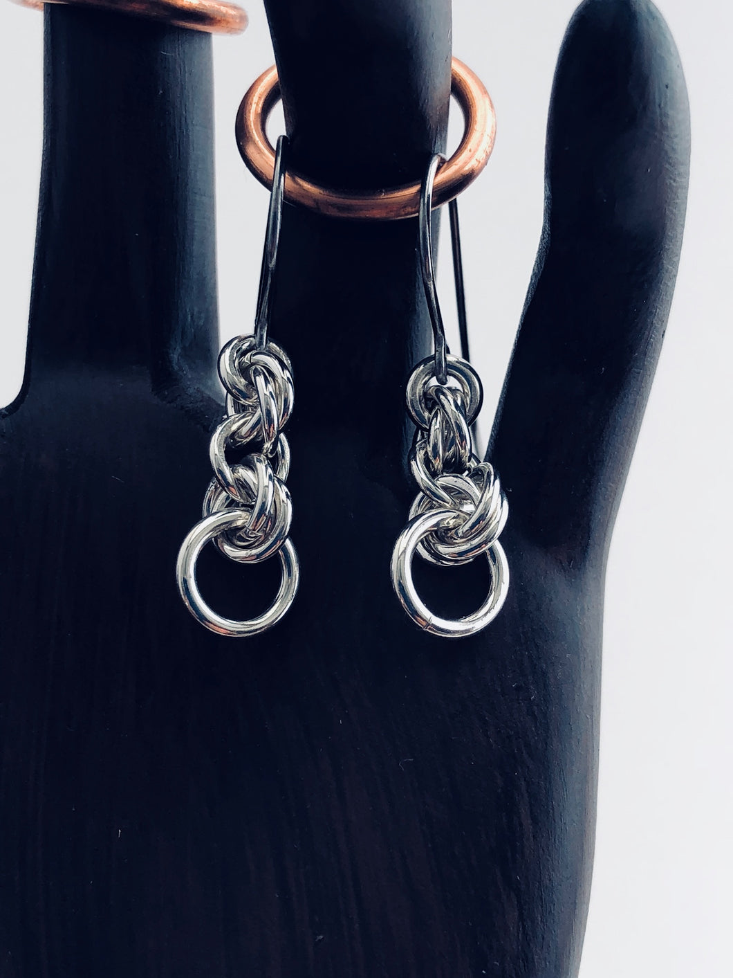 seaXwolf handmade fine jewelry triple twist solid sterling silver chain earrings