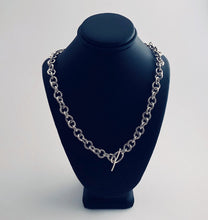Seaxwolf classy single link chain necklace for men and women in solid 925 sterling silver from handmade links and handcrafted toggle clasp.
