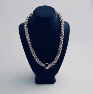 Seaxwolf thick link chain necklace for men and women in solid 925 sterling silver from handmade links and handcrafted toggle clasp.