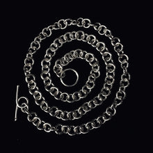 Seaxwolf Spiral - Seaxwolf classy single link chain necklace for men and women in solid 925 sterling silver from handmade links and handcrafted toggle clasp.
