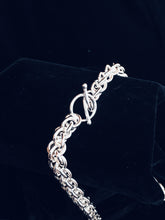 Closeup of design - Seaxwolf thick link chain necklace for men and women in solid 925 sterling silver from handmade links and handcrafted toggle clasp.